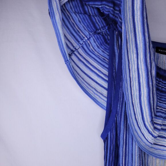 White House Black Market Top Small Striped Blue, White Off The Shoulder - Picture 3 of 10